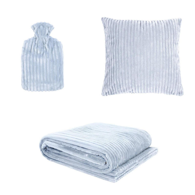 Bambury Channel Throw, Cushion & Hot Water Bottle Bundle Set 